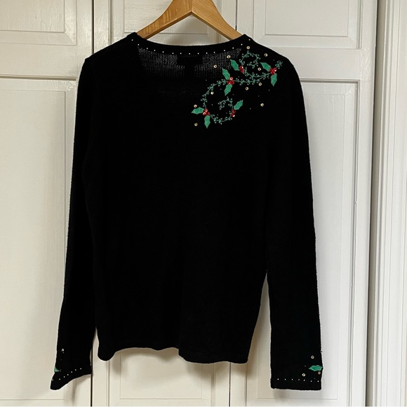 Christmas Cardigan embroidered Appliquéd Sequins Beaded Cardinals Size PM NWT - Picture 3 of 16